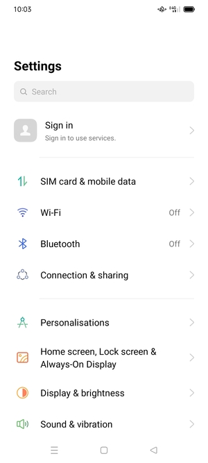 Select SIM card & mobile data