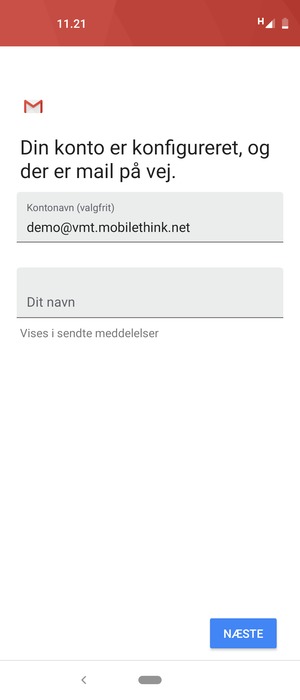 Giv din konto et navn og indtast dit navn. Vælg NÆSTE