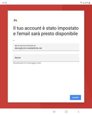 Scegli un nome per il tuo account e inserisci il tuo nome. Seleziona AVANTI