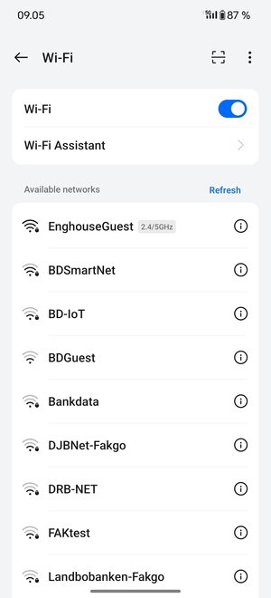 Select the wireless network you want to connect to