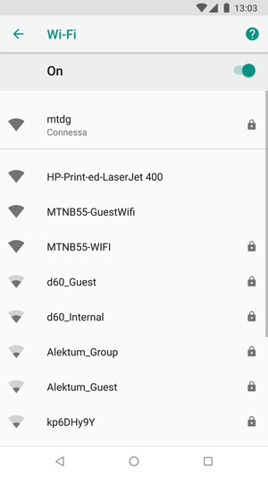 Ora sei connesso alla rete Wi-Fi