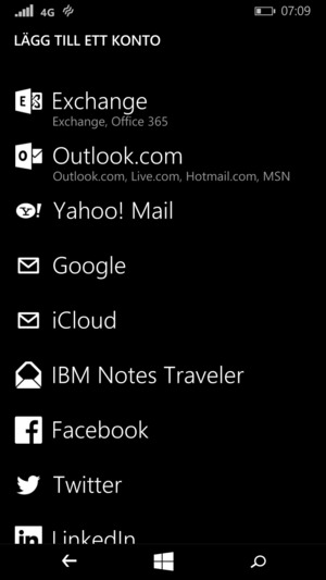 Välj Outlook.com (Hotmail)