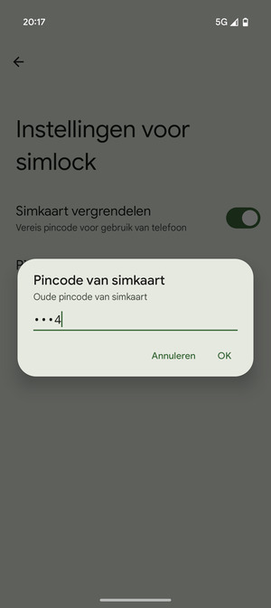 Voer uw Oude sim-pincode in en selecteer OK