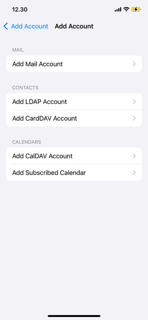 Select Add CardDAV Account