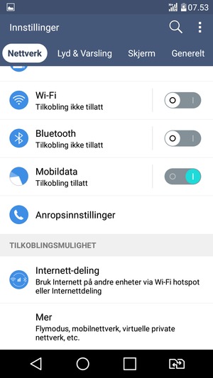 Velg Nettverk og Mer