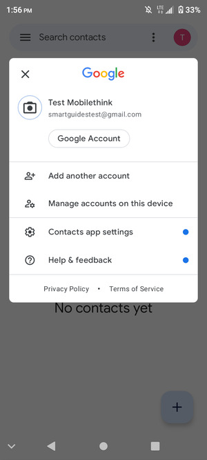 Select Contact app settings