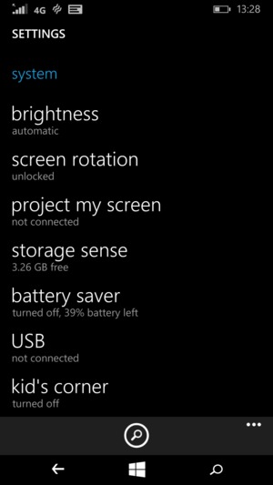 Scroll to and select battery saver