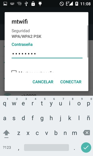 Introduzca la Contraseña de Wi-Fi y seleccione CONECTAR