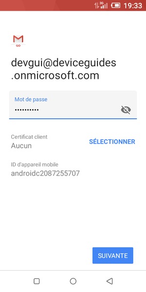 Saisissez votre mot de passe et sélectionnez SUIVANTE