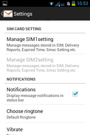 Select Manage SIM1 setting or Manage SIM2 setting