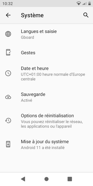 Sélectionnez Mise à jour du sysmème