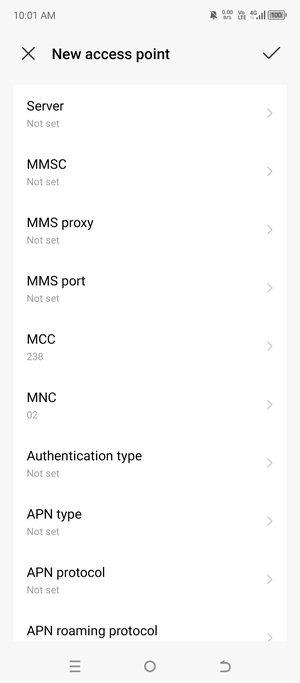 Scroll down and enter MMS information