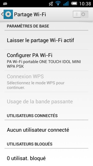 Activer Partage Wi-Fi