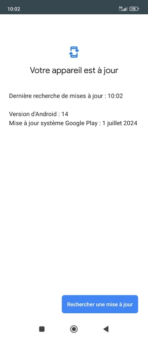 Si votre téléphone est à jour, vous verrez l'écran suivant