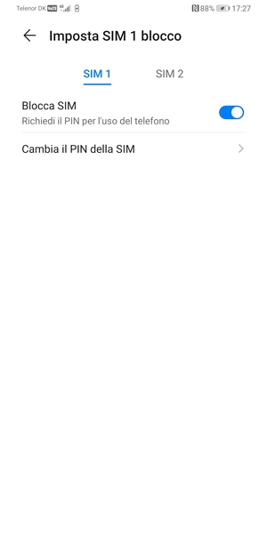 Seleziona SIM 1 o SIM 2 e poi Cambia il PIN della SIM