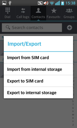 Select Import from SIM card