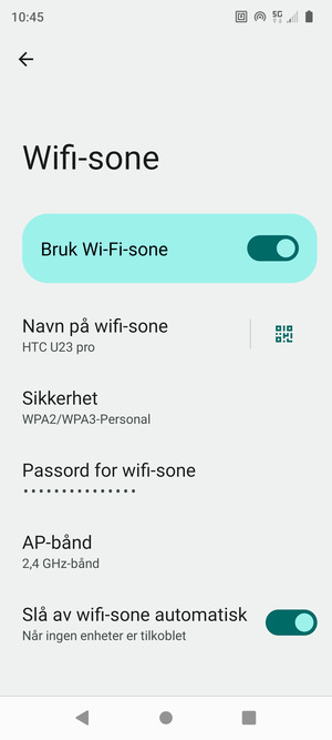 Telefonen din er konfigurert for bruk som et modem