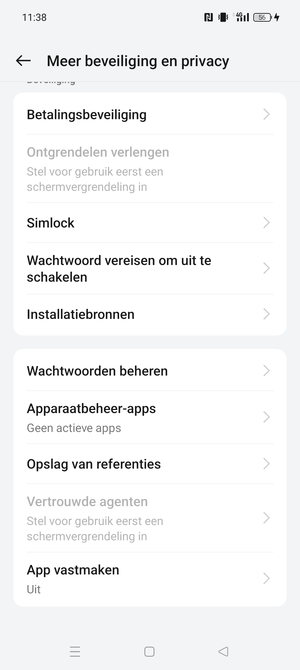 Scroll naar en selecteer Simlock