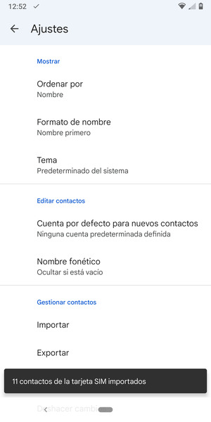 Sus contactos se guardarán en su cuenta de Google y se guardarán en su teléfono la próxima vez que Google sea sincronizado.