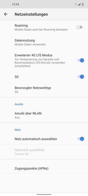 Wählen Sie Bevorzugter Netzwerktyp