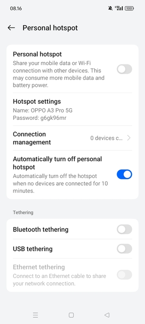 Select Hotspot settings