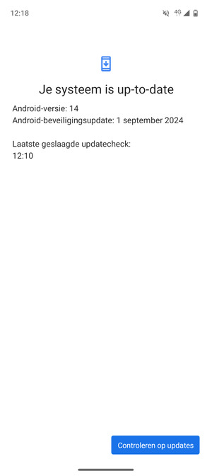 Als uw telefoon up-to-date is, zult u het volgende scherm zien