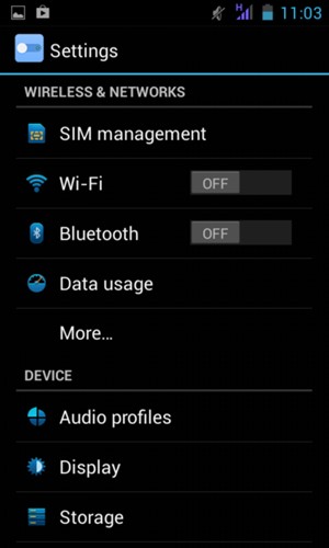 To change network if network problems occur, go to the Settings menu and select More...