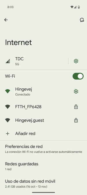 Ahora está conectado a la red Wi-Fi