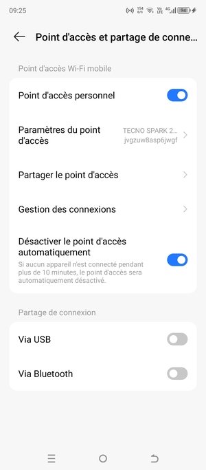 Votre téléphone est maintenant configuré pour être utilisé comme modem