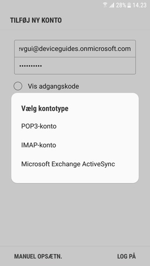 Vælg Microsoft Exchange ActiveSync