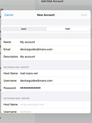 Enter email information for  INCOMING MAIL SERVER
