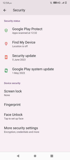 To change the PIN for the SIM card, go to the Security menu and scroll to and select More security settings