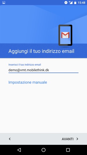 Inserisci il tuo indirizzo email e seleziona AVANTI