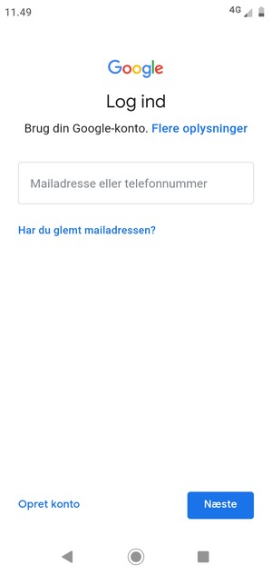 Indtast din Gmail adresse og vælg Næste