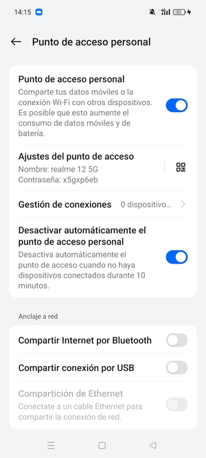 El teléfono ha sido configurado para su uso como módem