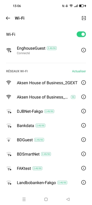 Vous êtes maintenant connecté au réseau Wi-Fi