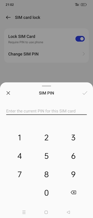 Enter your Current PIN for the SIM card and select OK