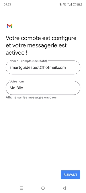 Donnez un nom à votre compte et saisissez votre nom. Sélectionnez SUIVANT