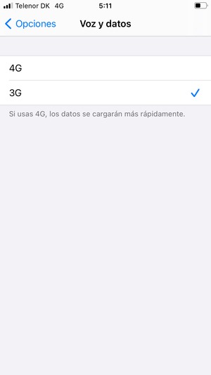 Para habilitar 3G, seleccione 3G