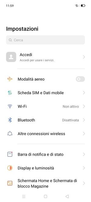 Seleziona Scheda SIM e Dati mobile