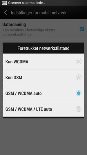 Vælg GSM / WCDMA auto 