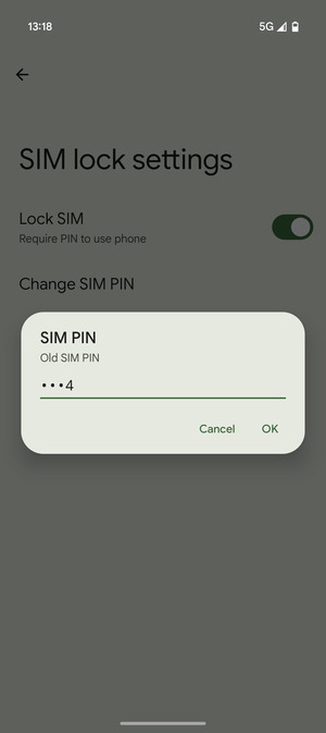 Enter your Old SIM PIN and select OK