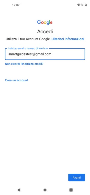 Inserisci il tuo indirizzo Gmail e seleziona Avanti