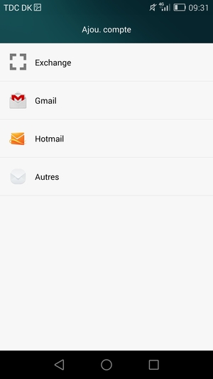Sélectionnez Gmail ou Hotmail