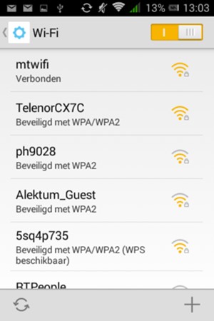 U bent nu verbonden met het WiFi-netwerk