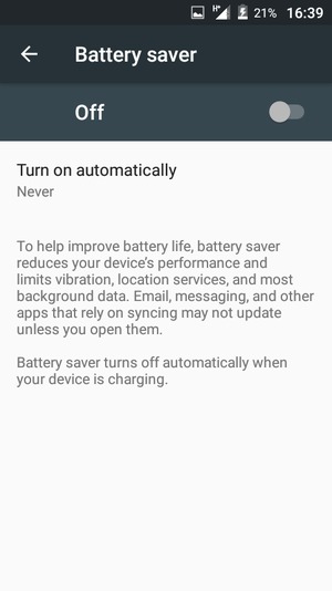 Turn on Battery saver