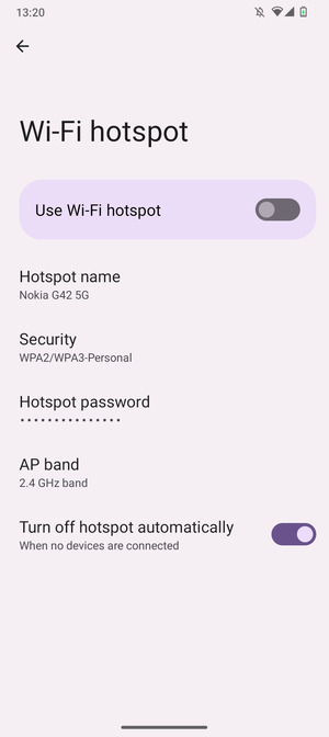 Select Hotspot password