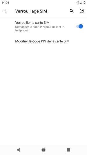 Sélectionnez Modifier le code PIN de la carte SIM