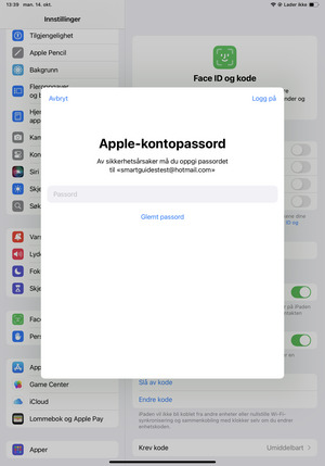 Skriv inn Apple-ID passord og velg Logg på