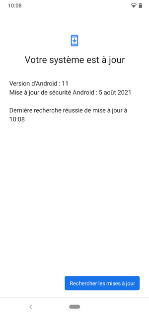 Si votre téléphone est à jour, vous verrez l'écran suivant